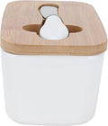 Butter Dish with Wooden Lid, Ceramic Sealed Butter Box Keeper Container Food Dish Storage Tray for Kitchen