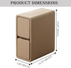 Narrow Nightstand, Solid Wood Night Stand for Small Spaces, Couch, Khaki Color 7.87in Wide