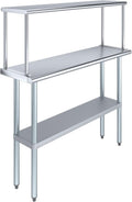 Stainless Steel Work Table with Wide Single Tier Overshelf | Metal Kitchen Prep Table & Shelving Combo (14" x 48" Work Table + 12" Overshelf)