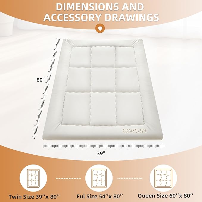 Twin Size Japanese Floor Futon Foldable Futon Mattress for Floor Tatami Mattress Portable Rollaway Bed for Guest Playmat for Kids Tatami Sleeping Pad Japanese Mattress for Adults Beige A