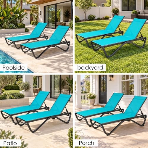 Kozyard Outdoor Chaise Lounge Chair, All Aluminum Frame, Fully Flat Adjustabl...