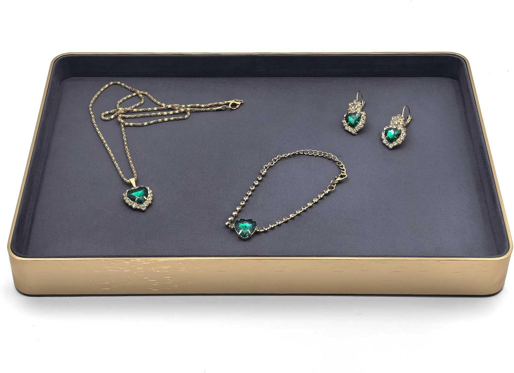 Metal Jewelry Tray, Valet Tray, Bedside Table and Desktop Organizer. It is Stackable and can be Used to Display Watches, Rings, Earrings and Bracelets（Blue）