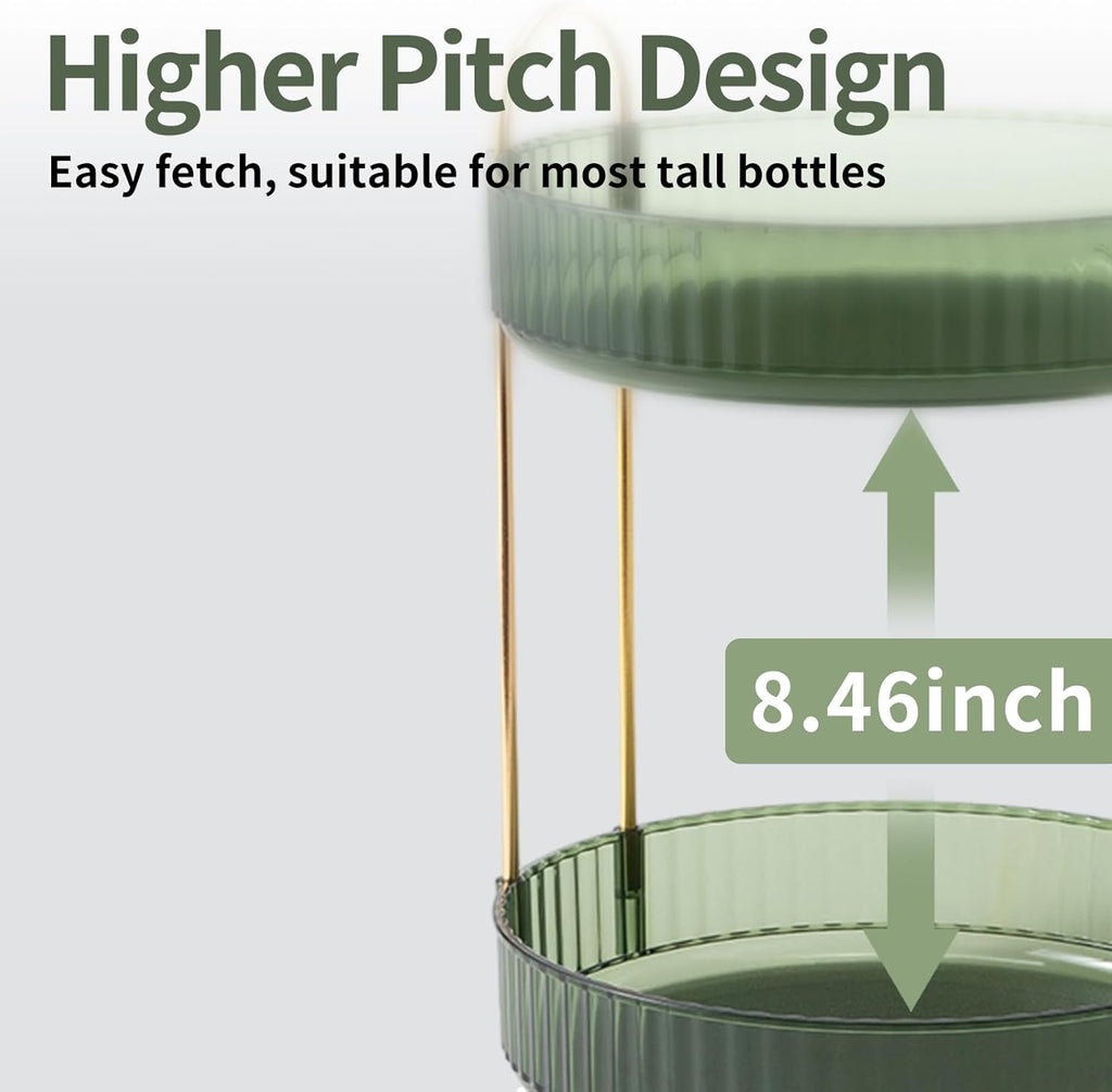 360 Rotating Perfume Organizer,3 Tier Large Capacity Make Up Organizers and Storage,Makeup Organizer for Bathroom,Cosmetic Perfume Stand Holder (Green-3 Tier)