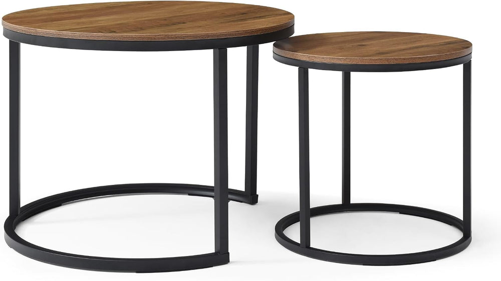 Round Nesting Tables, Sofa Side Table Set of 2, Coffee Table | End Tables for...