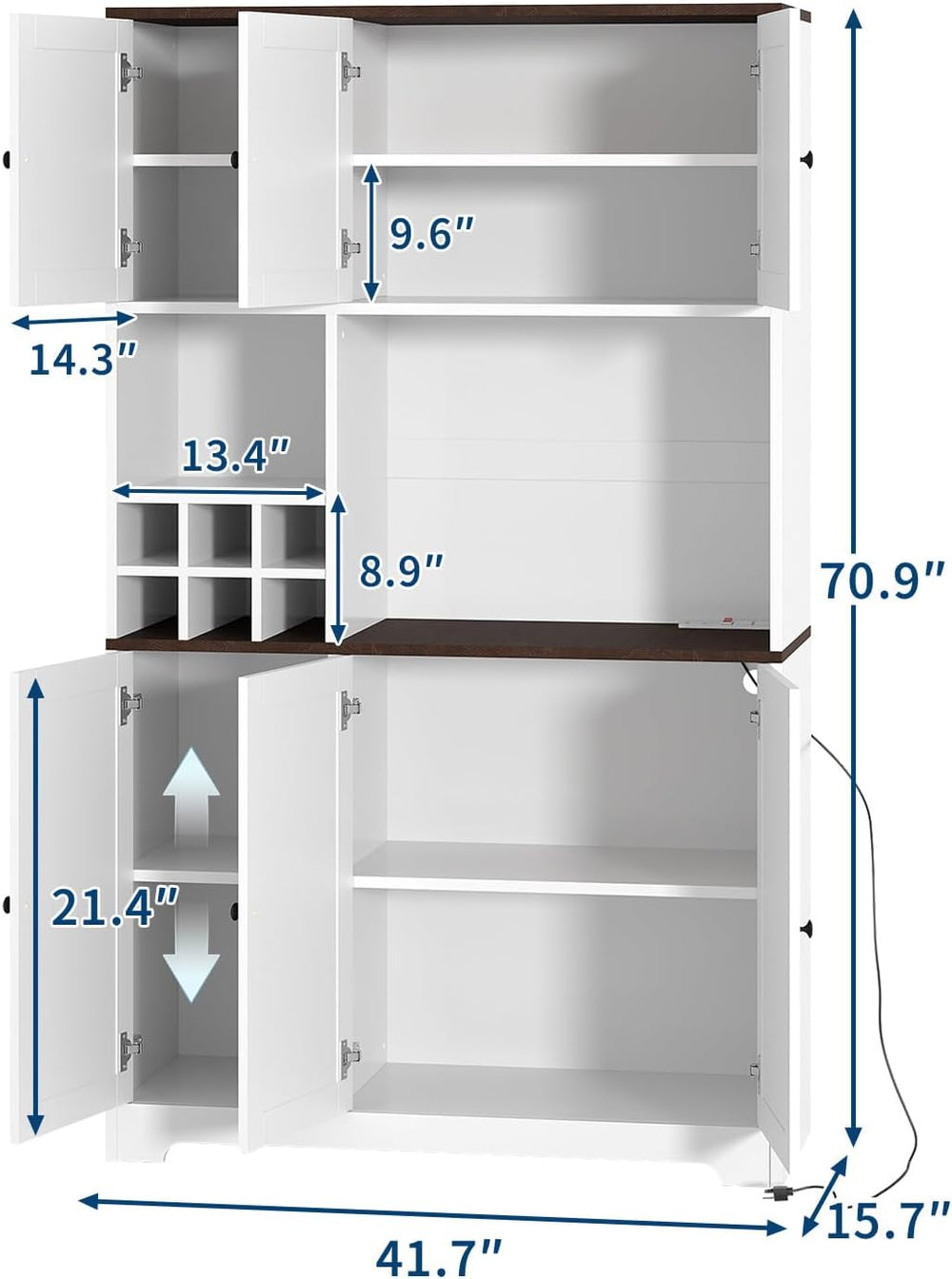 GarveeHome 71 Inch Tall White Kitchen Pantry Cabinet, Modern Farmhouse Kitche...