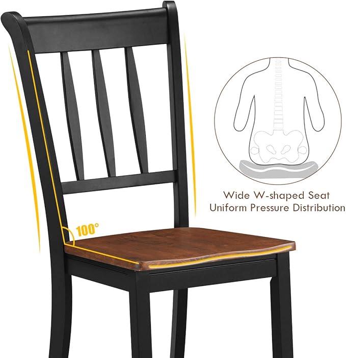 Giantex Wood Dining Chairs Set of 2, Armless Kitchen Chairs w/Solid Rubber Wood Frame, Easy to Assemble Dining Side Chair, Farmhouse Dining Room Chairs