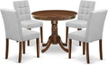 East West Furniture ANAS5-AWA-27 5 Piece Mid Century Dining Set Includes A Dinner Table and 4 Light Gray Polyester Fabric Parsons Chairs, Antique Walnut