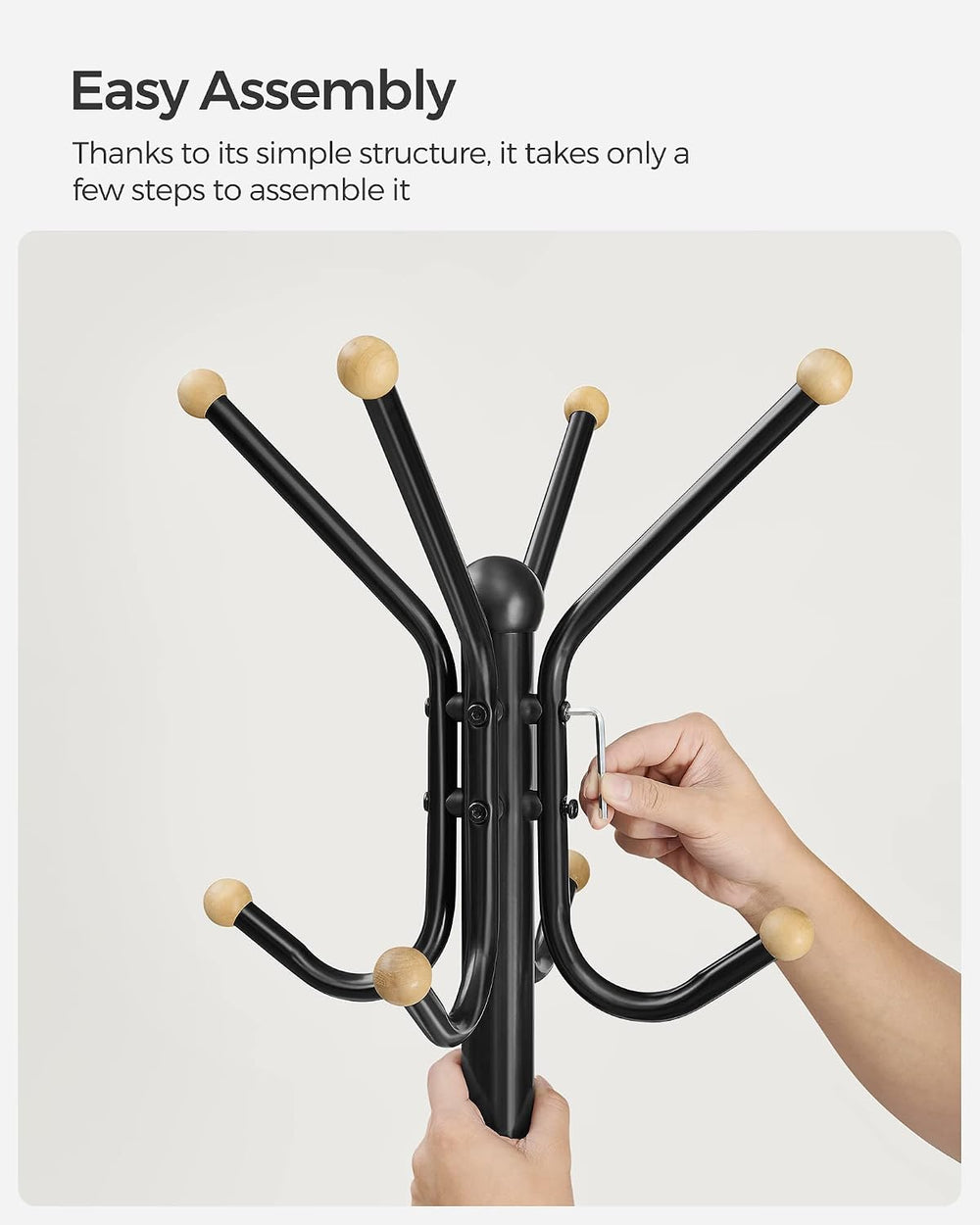 SONGMICS Coat Rack Freestanding, Metal Stand with 12 Hooks and 4 Legs