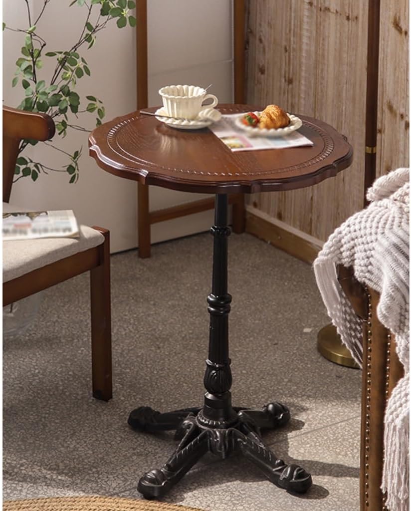 ENGENDER Couch Side Table Retro Wooden Round Table Coffee Furniture Sofa Side...