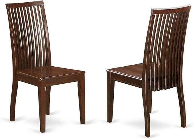 East West Furniture HLIP5-MAH-W 5 Piece Dining Room Table Set Includes a Round Dining Table with Pedestal and 4 Wood Seat Chairs, 42x42 Inch, Mahogany