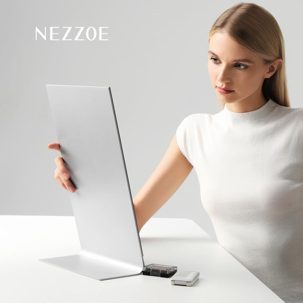 NEZZOE 15"x8" Frameless Makeup Mirror, Minimalist Free Standing Des...
