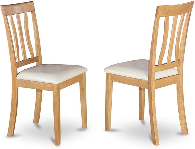 East West Furniture MZAN5-OAK-LC 5 Piece Modern Dining Table Set Includes a Rectangle Wooden Table with Dropleaf and 4 Faux Leather Upholstered Dining Chairs, 36x54 Inch, Oak