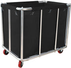 Laundry Cart Commercial Black,11.35 Bushel Large Industrial Rolling Laundry Hamper with 4 Inch Wheels,Household Heavy Duty Laundry Baskets with Stainless Steel Frame, 260 LBS Weight Capacity