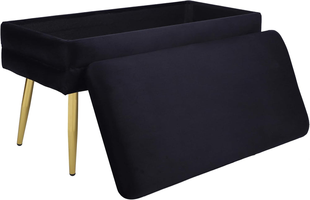 Tov Furniture Ziva Black Velvet Storage Bench