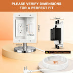 in Wall Cable Management Kit with Recessed Tv Outlet Box-Two-Hole Socket, 9ft Cord,Tv Cable Hider Wall Kit Hider Box Fits All Plugs, Easy, Safe Cable Management