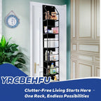 6-Tier Over The Door Hanging Organizer - Multi-Purpose Closet Storage Shelf for Bathroom, Bedroom, Nursery, Pantry(Black)