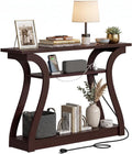 ZenStyle Wood Console Table with with Charging Station, 3 Tier Modern Accent Sofa Table for Entryway, Living Room, Hallway, 53 in Wide, Easy Assembly