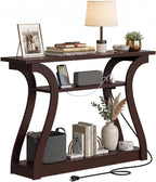 ZenStyle Wood Console Table with with Charging Station, 3 Tier Modern Accent Sofa Table for Entryway, Living Room, Hallway, 53 in Wide, Easy Assembly