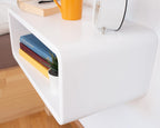 Floating Nightstand Wooden, Bedside Table, Nightstand Shelf, Handmade, Wall Mounted Bedside Shelf, Minimalist and Unique Style (White)