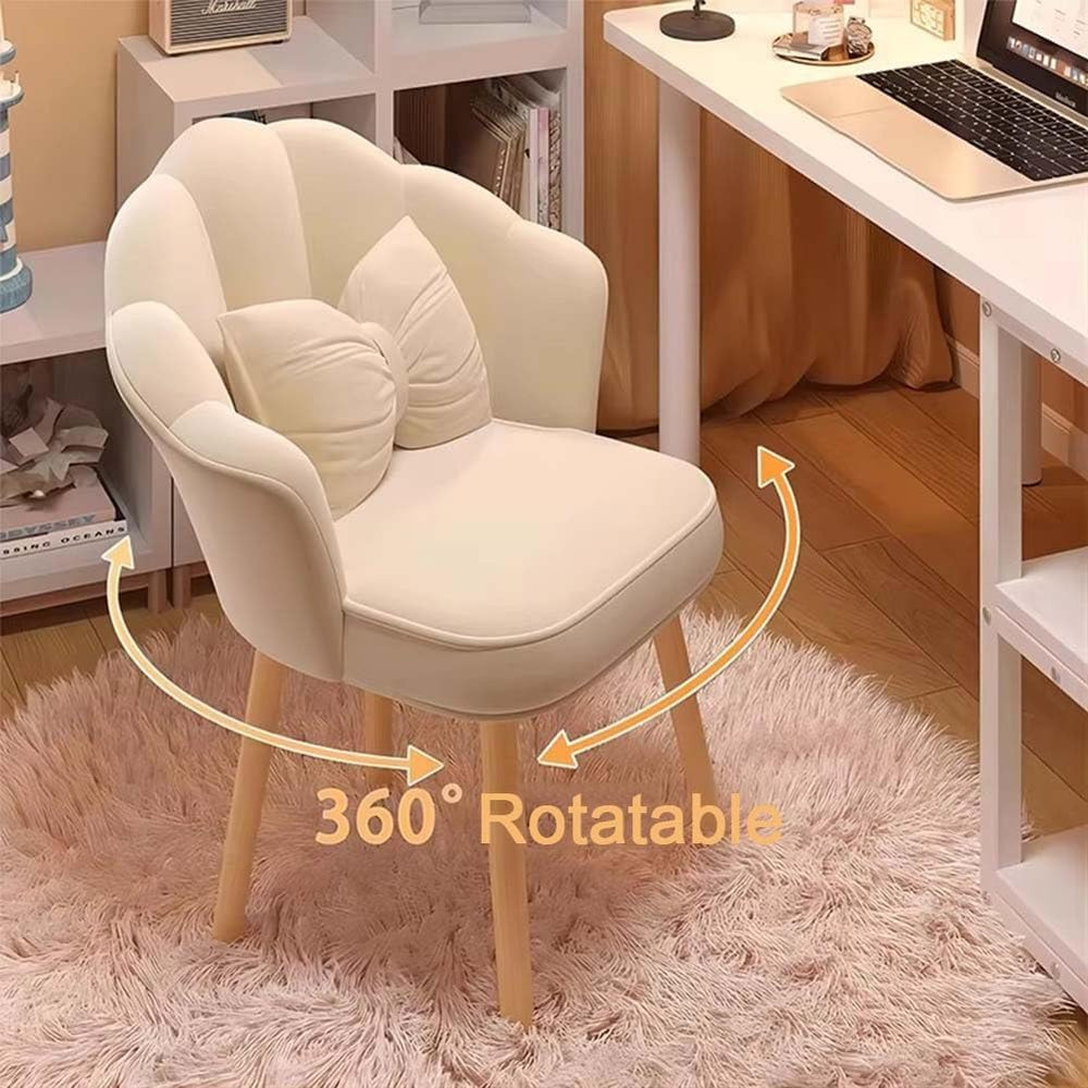 Etlegor Petal Makeup Vanity Chair, 360° Swivel Makeup Stool with High Back, M...