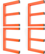 Ultrawall Lumber Storage Rack Wall Mount Wood Storage Racks, Metal Wood Organizer Racks for Shed, Workshop, Garage, Holds Up 220 LBS Per Level (Pack of 4, Orange)