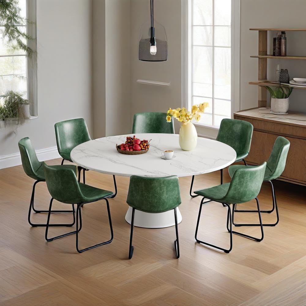 YaFiti 18 inch Modern Dining Chairs Set of 8, Green | Upholstered Wateproof P...