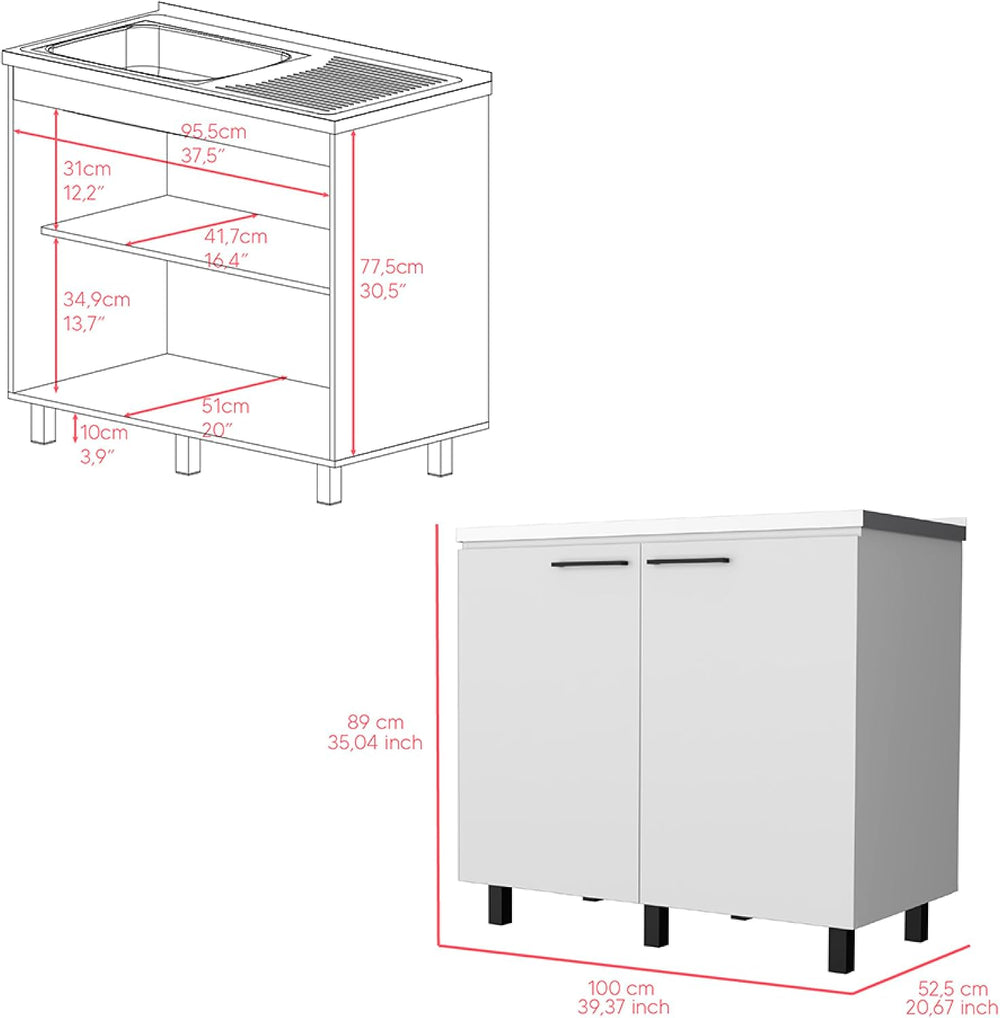 Utility Sink Cabinet Burwood, Kitchen, White