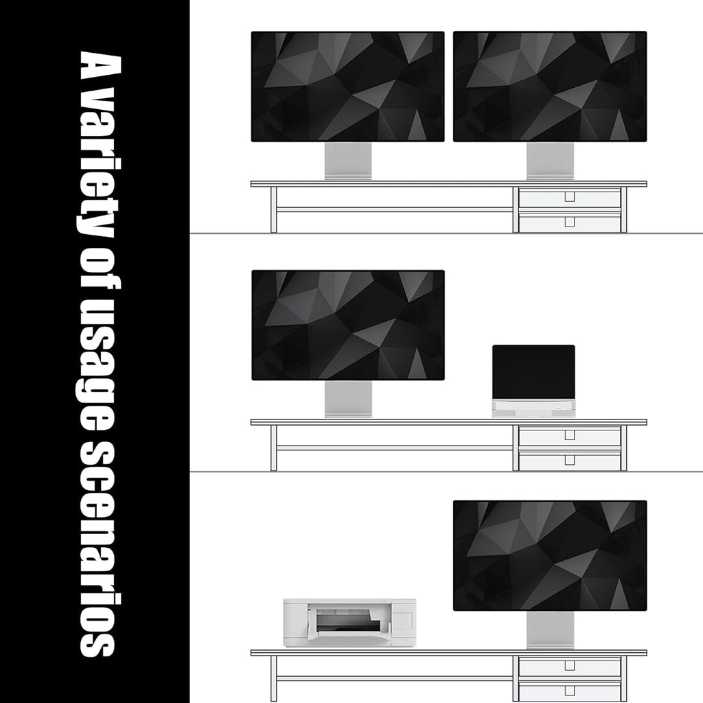 Dual‑Tier Monitor Stand Riser with Drawers, Desktop Organizer Shelf Storage for Computer Screen 2 Monitors, Supports for PC Computer Monitor, Printer, Heavy TV Riser Black