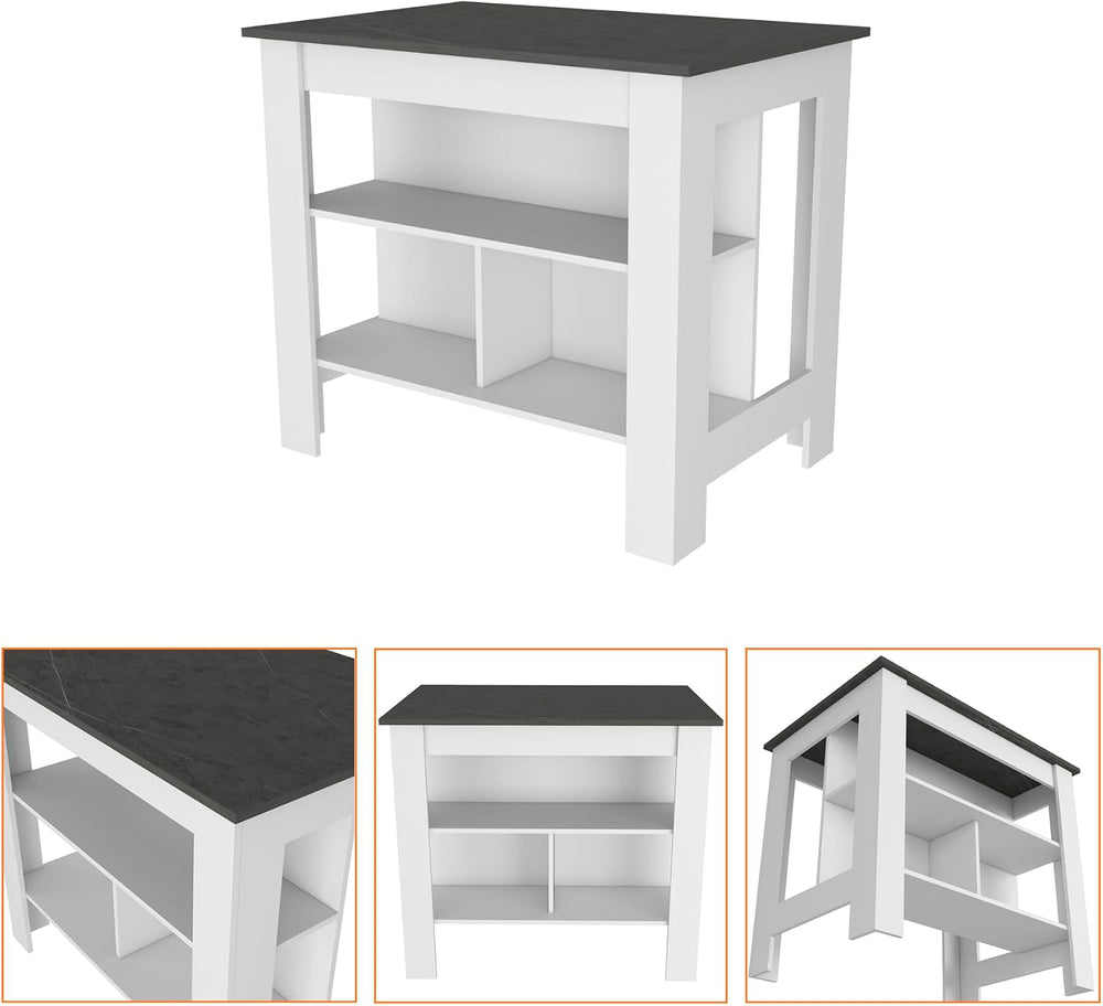 Kitchen Island with Three Concealed Shelves Multicolor | Three concealed stor...