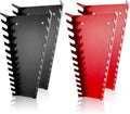 ALOANES 52-Slot Metal Wrench Organizer, Heavy Duty Wrench Organizer Tray for Tool Box, Fit SAE & Metric Wrench Storage, 4 Pack Wrench Holders(Red&Black)