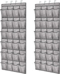GORILLA GRIP Over the Door Shoe Organizer, 2 Pack, 24 Breathable Mesh Pockets, Space Saving Hanging Storage Holder, Closet Rack Hanger Holds Up to 40 lbs, Hangs on Closets, Shoes, Accessories, Gray