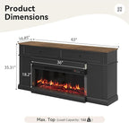 63" Farmhouse TV Stand with Fireplace for TVs up to 70", Media Entertainment Center with Adjustable Shelves, Farmhouse TV Console for Living Room, Black & Black