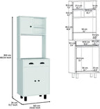 67" H with 5-Tier Storage Shelves and 2 Doors, White,for Kitchen