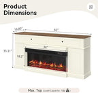 63" Farmhouse TV Stand with Fireplace for TVs up to 70", Media Entertainment Center with Adjustable Shelves, Farmhouse TV Console for Living Room, White & Black