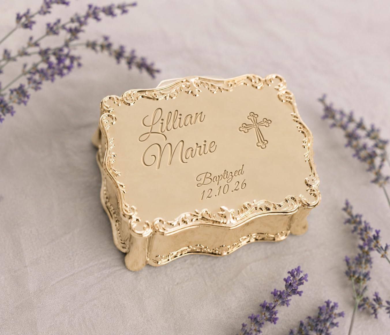 Cherished Moments Personalized Baptism Rectangle Jewelry Box