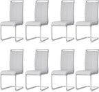 AZmac Modern Leather Dining Chairs Set of 8,Armless Kitchen Chairs,Dining Room Chairs with Upholstered Padded Seat and Sturdy Chrome Legs for Dining Room,Kitchen (Set of 8, Warm Grey)