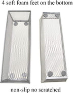 HAHIYO Stackable Mesh Tray Cup 9 x 3 x 2 inches Sturdy Container for Desk Drawer Organizer Collection for Home Office School kitchen Soft Foam Feet No Sharp Edges 2 Pack Silver