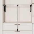 Pull Down Closet Rod, 33 lbs Load Capacity Stainless Steel Clothes Hanging Rod, Adjustable 33-45 Inch Soft-Close Wardrobe Lift Rail Organizer for Bedroom Laundry Room
