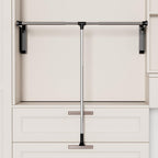 Pull Down Closet Rod, 33 lbs Load Capacity Stainless Steel Clothes Hanging Rod, Adjustable 33-45 Inch Soft-Close Wardrobe Lift Rail Organizer for Bedroom Laundry Room