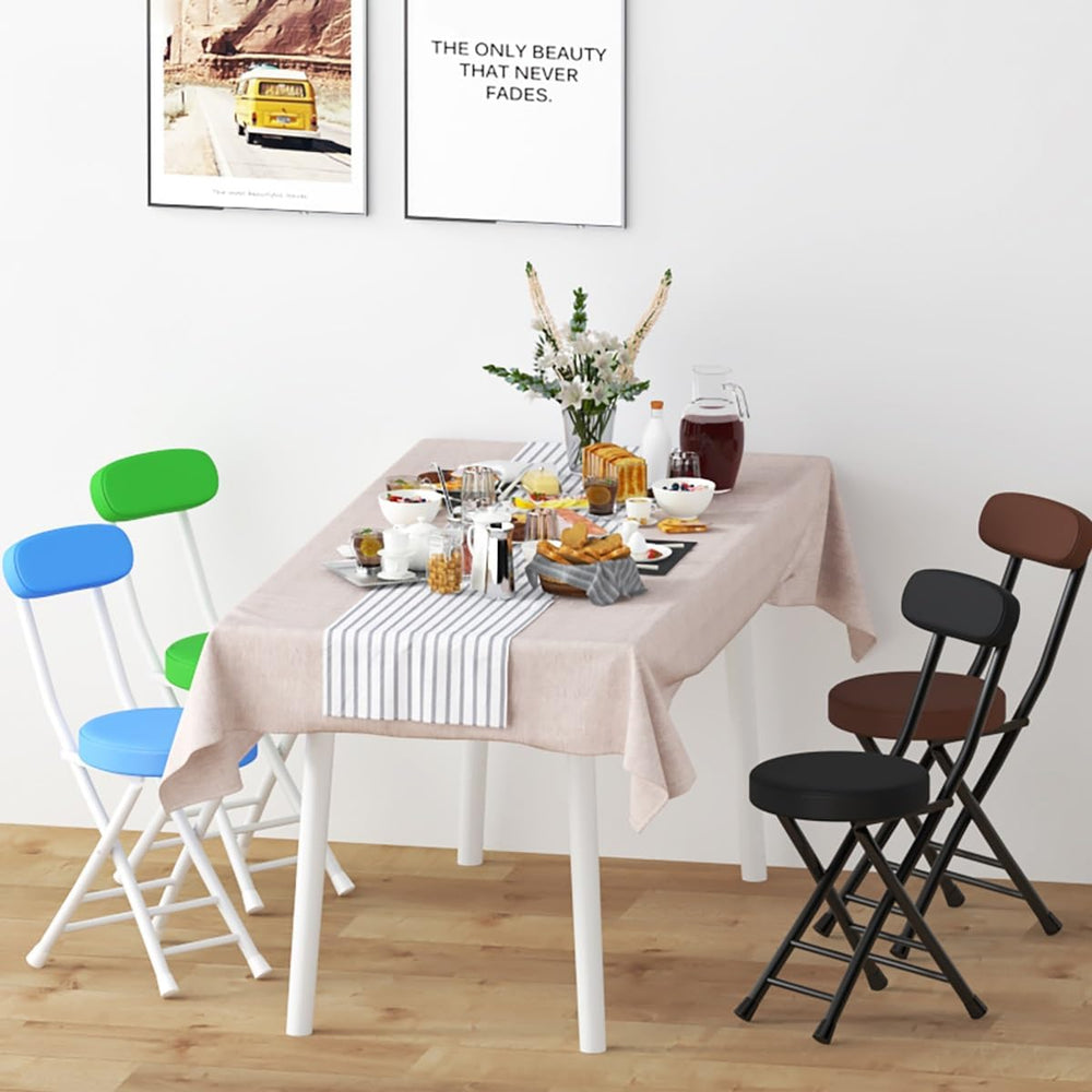 18inch Counter Height Folding Stools for Adults, Cushioned Padded Folding Bar...