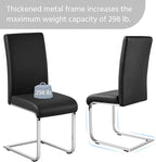 Yaheetech Dining Chairs Set of 4 Modern Faux Leather Upholstered Dining Room Chairs with High Back and Metal Chrome Legs for Kitchen/Living Room/Restaurant, Black