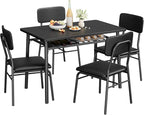 GAOMON 5-Piece Dining Table Set for 4, Wood Kitchen with Built-in Storage Rack,Small Kitchen Table with Upholstered Chairs and Metal Frame for Small Spaces, Black