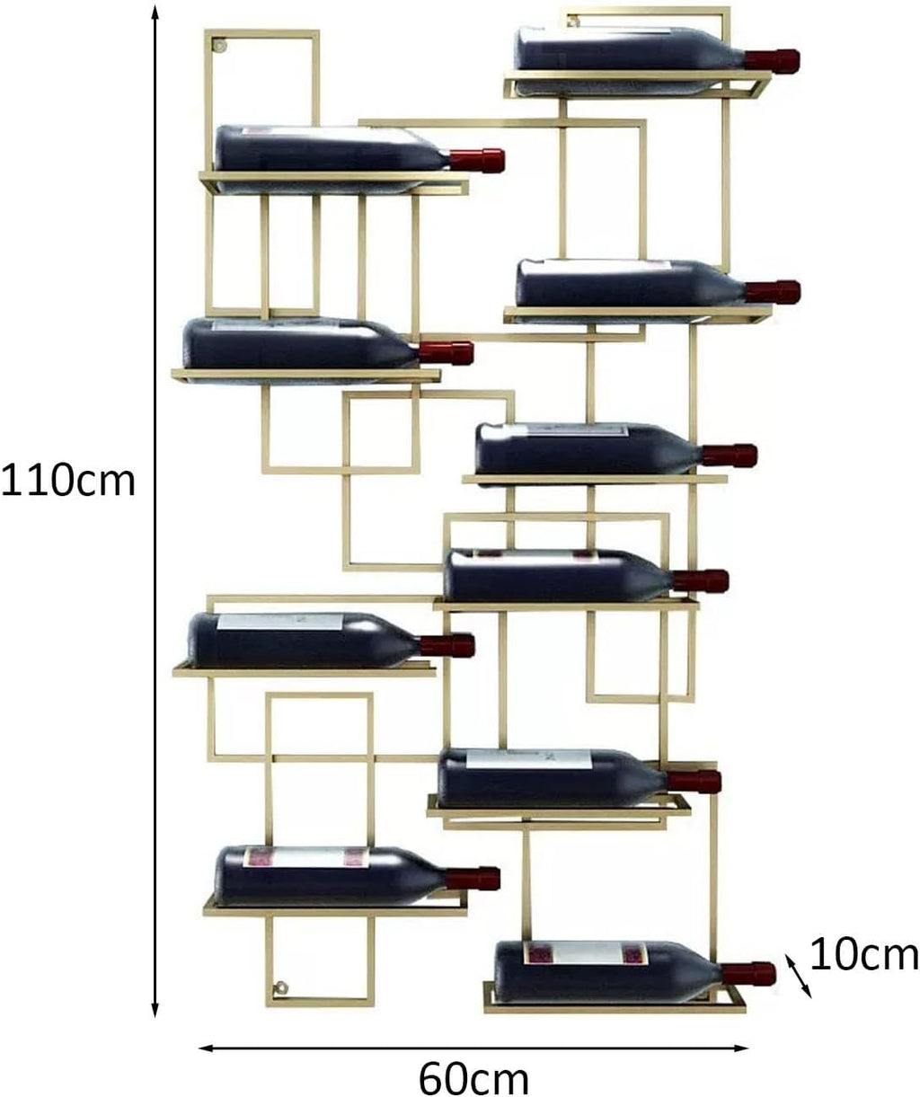 Geometric Wall Mounted Wine Rack, Wall Display Shelf Space Saving, Modern Floating Bottle Organizer for Kitchen, Bar, Living Room