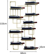 Geometric Wall Mounted Wine Rack, Wall Display Shelf Space Saving, Modern Floating Bottle Organizer for Kitchen, Bar, Living Room
