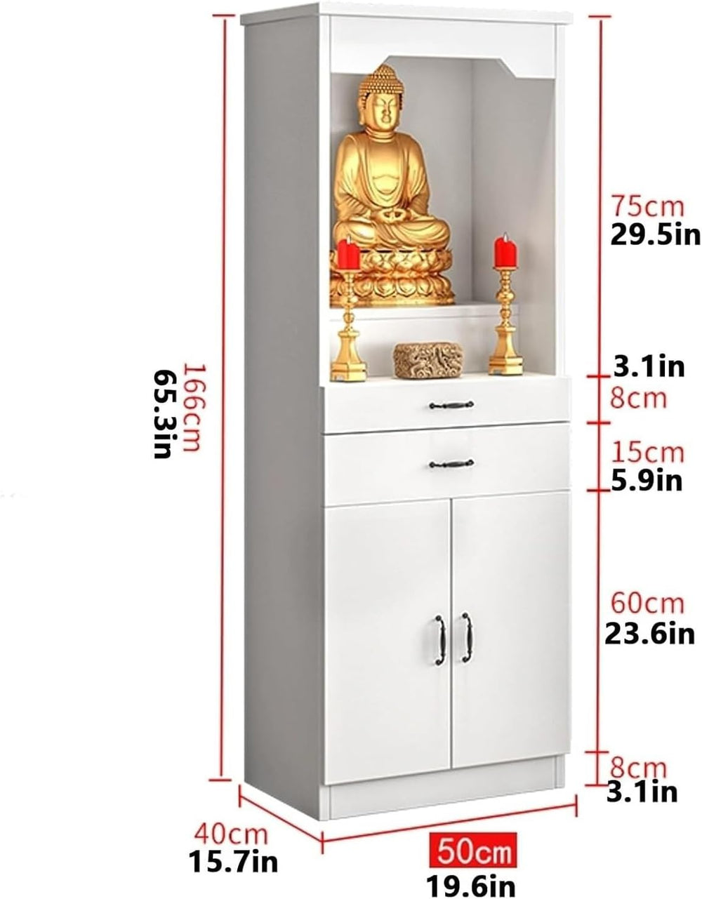 Meditation Altar Table with Storage – 31.5in Red Buddhist Shrine for Prayer &...