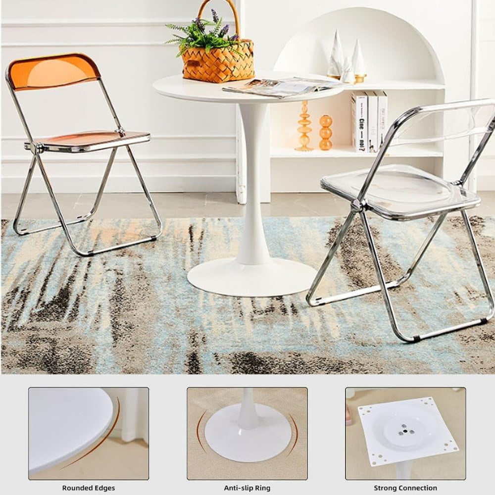 23.4" Tulip Dining Table, White, Perfect for 2-4 People, Mid-Century Mod...