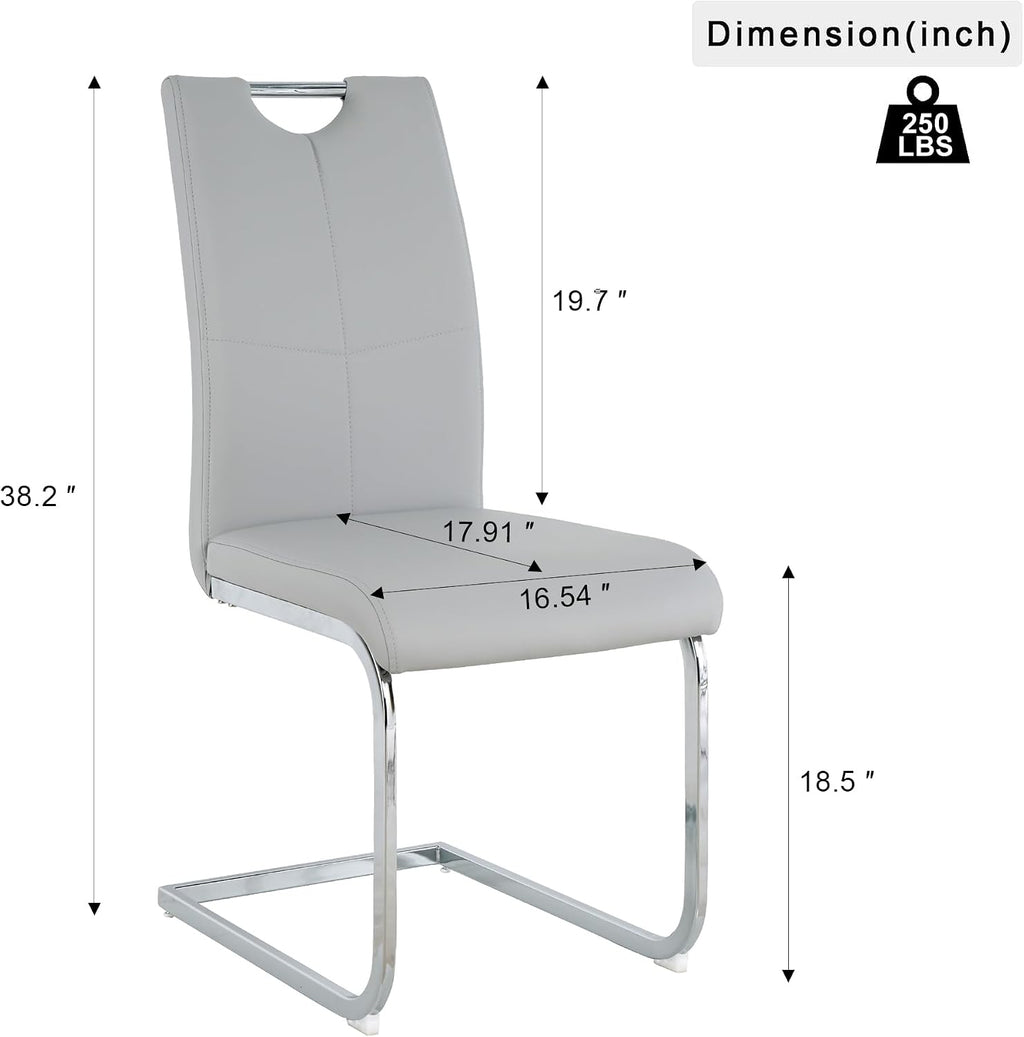 HomVent 3Pcs Square Glass Dining Table Set for 2 with 2 Grey Leather Chair | 36''Silver Glass Dining Room Table Set Kitchen Table Chair Set of 2,Dinner Table Dining Set with Glass Top for Home Kitchen