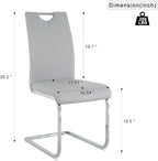 Goujxcy Dining Chairs Set of 2, Modern High Back Kitchen Chairs with Metal Legs and Faux Leather Padded Seat Upholstered Dining Chairs for Dining & Kitchen,Living Room (Light Gray&Silver, Set of 2)
