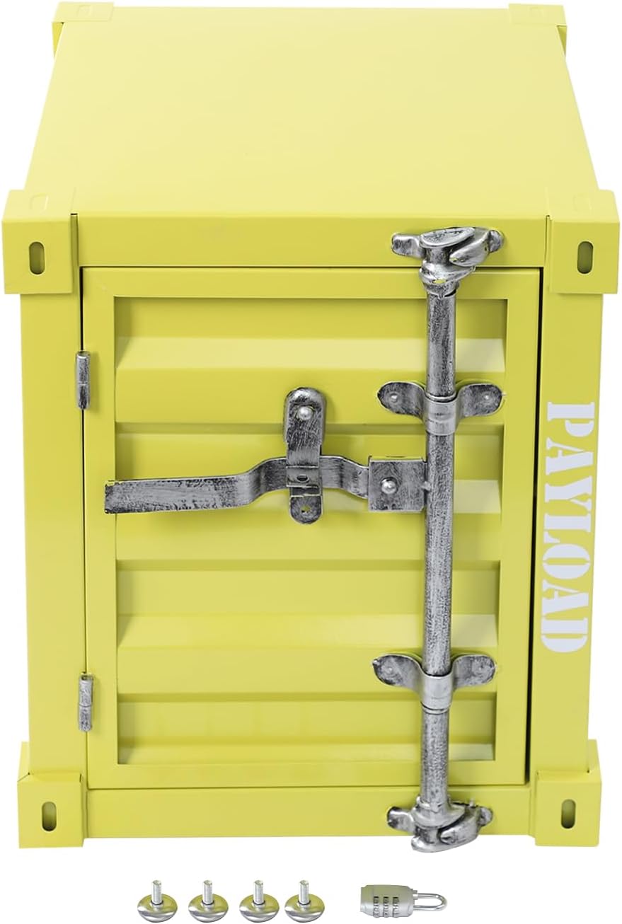 Industrial Wind Bedside Table, End Tables, Container Style Locker Wrought, Ti...