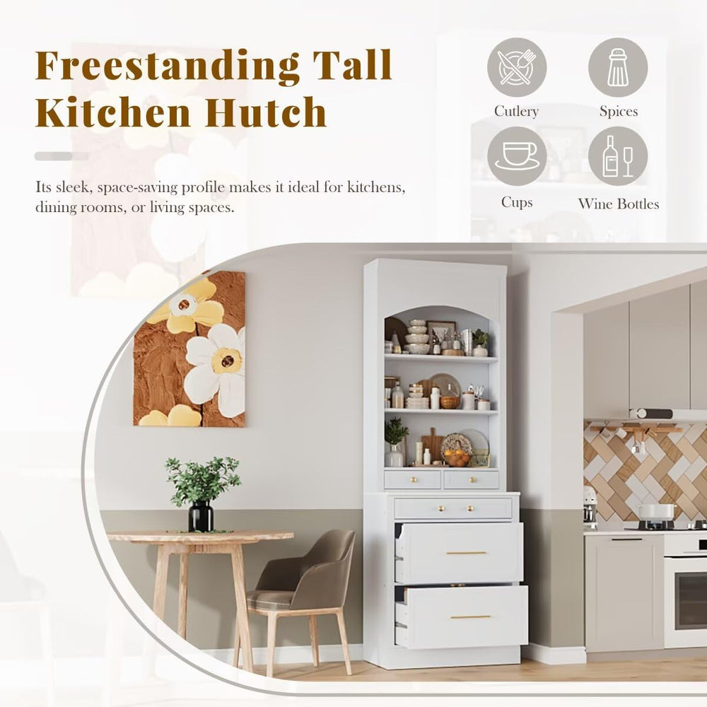 JIJIWANG Modern 83.7inch High Kitchen Pantry, Freestanding Tall Kitchen Hutch...